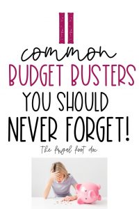 Common budget busters that you should put in your monthly budget so you don't overspend. These are some common budget items that bust your budget each month. Free monthly budget buster printables to help you remember monthly budget items like holidays or other seasonal activities. Budgeting tips for beginners and frugal people trying to pay off debt. #daveramsey #budgetingtips #debtfree