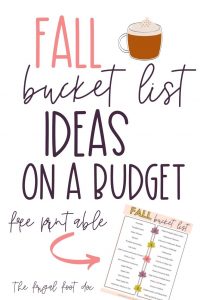 Fall bucket list ideas for families on a budget. How to celebrate fall on a budget. Frugal living ideas and activities for kids to do in the fall. #fall #fallbucketlist #budget #frugal