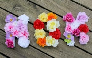 Wooden Mom Letters covered in flowers