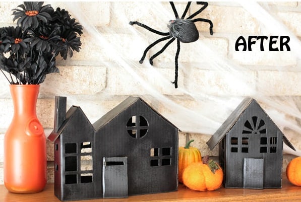 DIY Halloween Decor Idea with cardboard houses