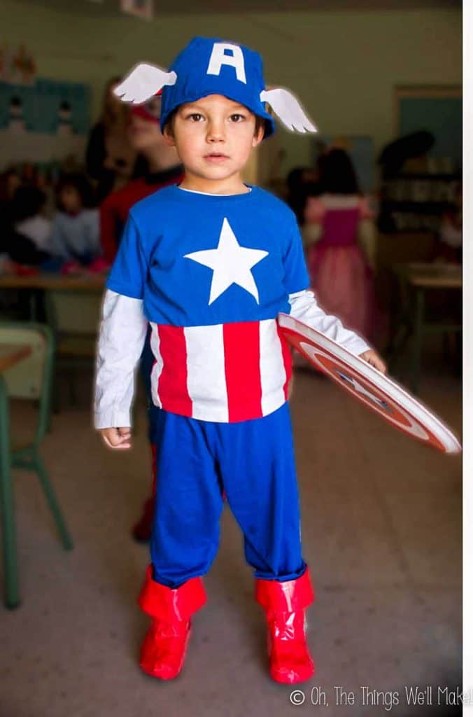 homemade captain american costume for DIY kids halloween costume