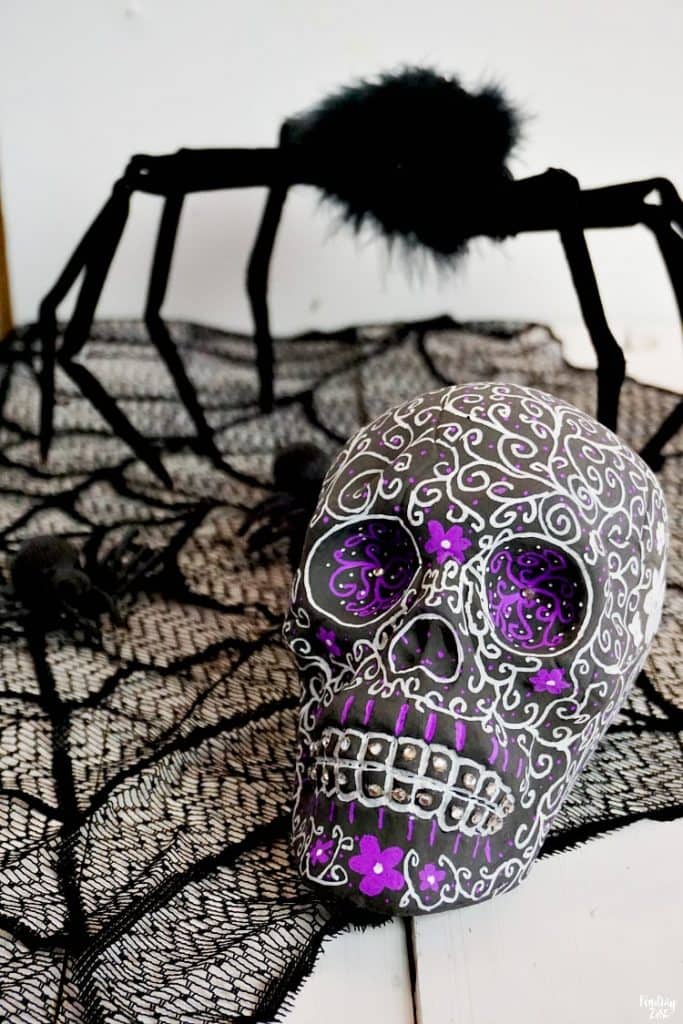 DIY Halloween Decor idea with sugar skull 