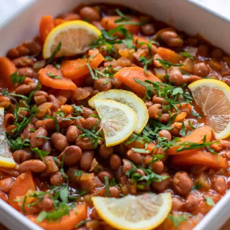 Image for Barbunya Pilaki Recipe (Turkish Style Borlotti Beans)