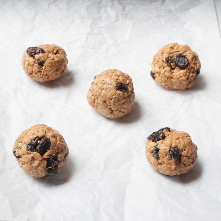 Image for No Bake Peanut Butter Raisin Balls Recipe