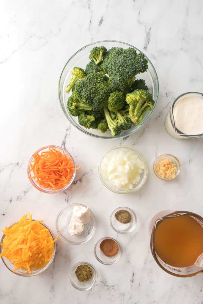 ingredients for broccoli cheddar soup