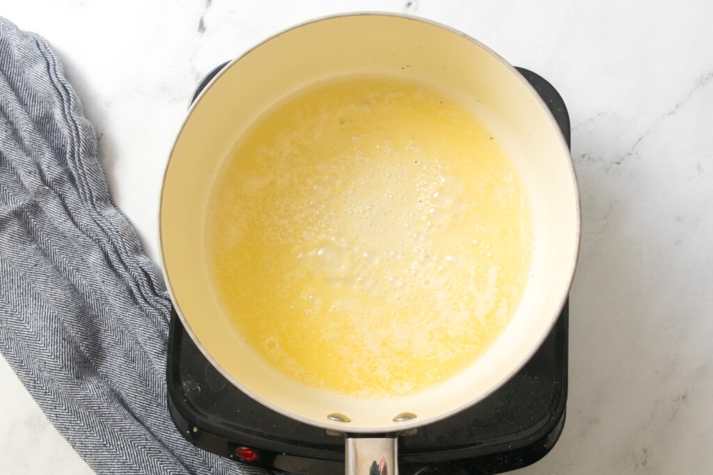 butter melted in sauce pan