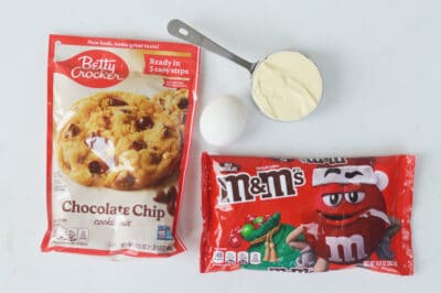 Ingredients for making Christmas M&M Cookies