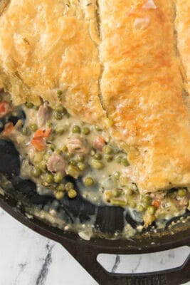 Chicken Pot Pie with a scoop removed