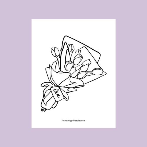 Tulip flower bouquet coloring page