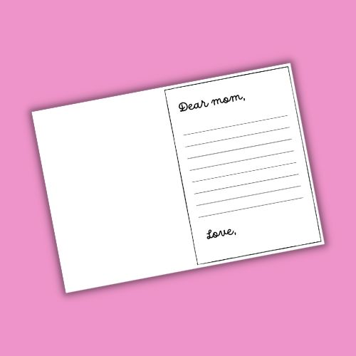 Inside of printable mothers day cards to color.