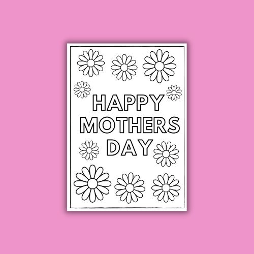 Floral pattern cover design for printable mothers day cards to color.