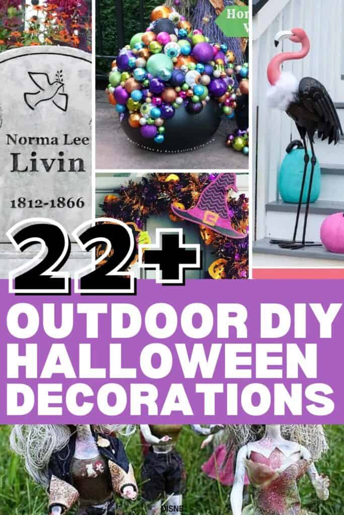 A ROUND UP IMAGE OF DIY HALLOWEEN LAWN DECORATIONS.