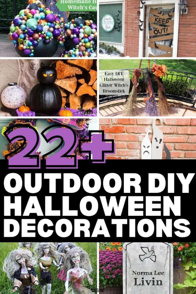 A ROUND UP IMAGE OF DIY HALLOWEEN LAWN DECORATIONS.
