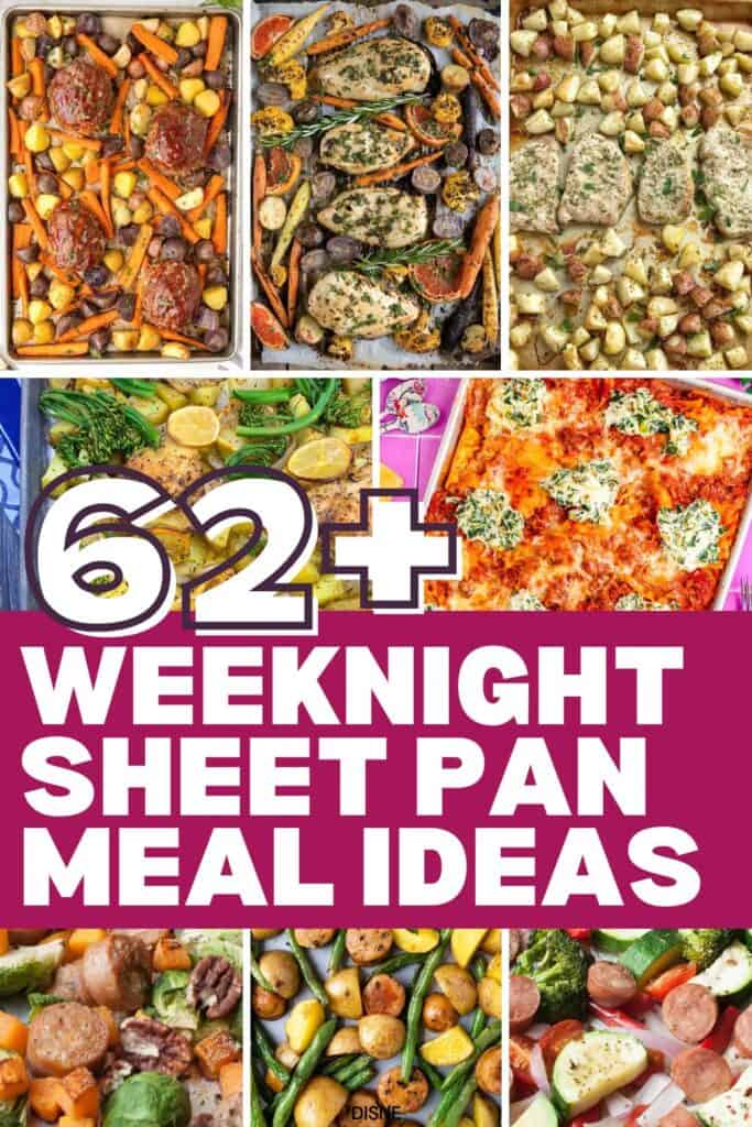 Roundup pinterest image of sheet pan dinner ideas for busy weeknights.