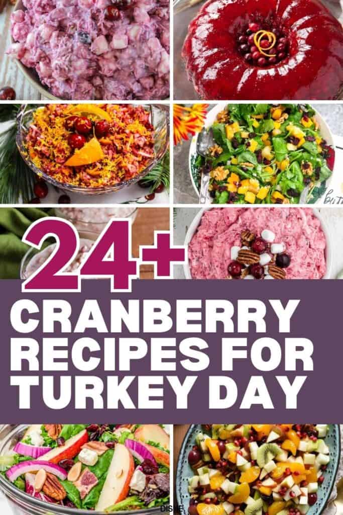Roundup image of easy cranberry salad recipes for thanksgiving.