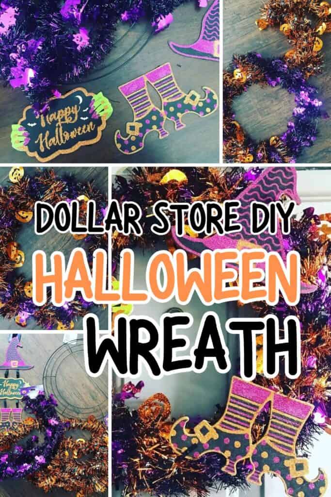 easy DIY dollar store halloween wreath step by step tutorial 